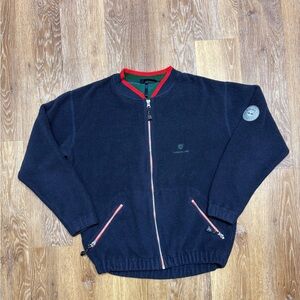 VTG Timberland Navy Zip-Front Fleece Jacket with Red Trim